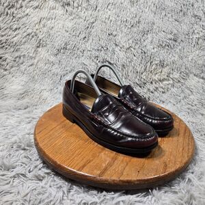 Vintage Bostonian Crown Windsor Mens Size 7.5M Burgundy Leather Penny Loafers